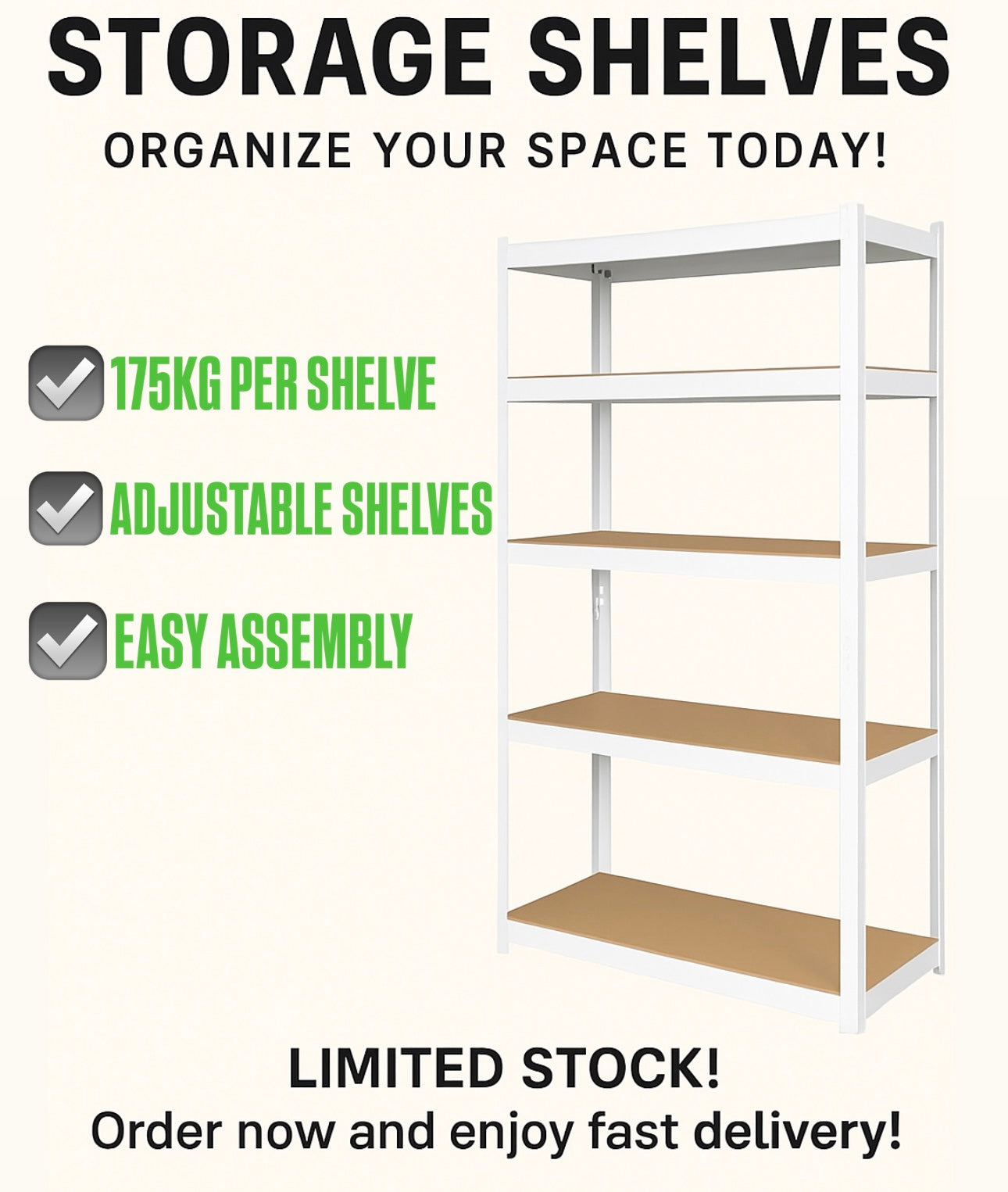 White Metal shelf 180x90x40